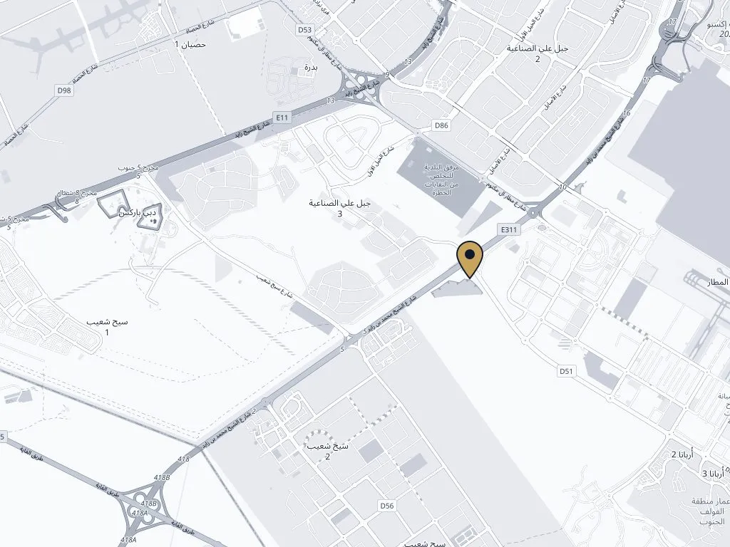 Map of Dubai Industrial City showing the RNG General Trading location